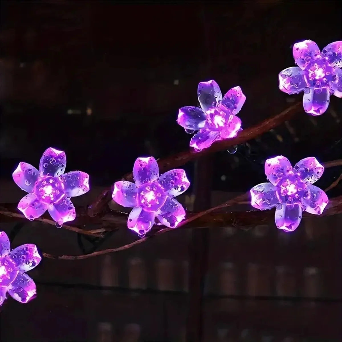 Auntie Glowria Solar Lighting 5/6.5/7/12M Purple Solar Flower String Lights | Eco-friendly Fairy LED Lights for Home Garden, Holiday Ambient Plant Lighting    ```