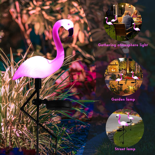Auntie Glowria Solar Lighting Pink Flamingo Garden Decor | Eco-friendly, Waterproof | Outdoor Landscape Lights for Lawn, Patio, Walkway, Pathway Decoration