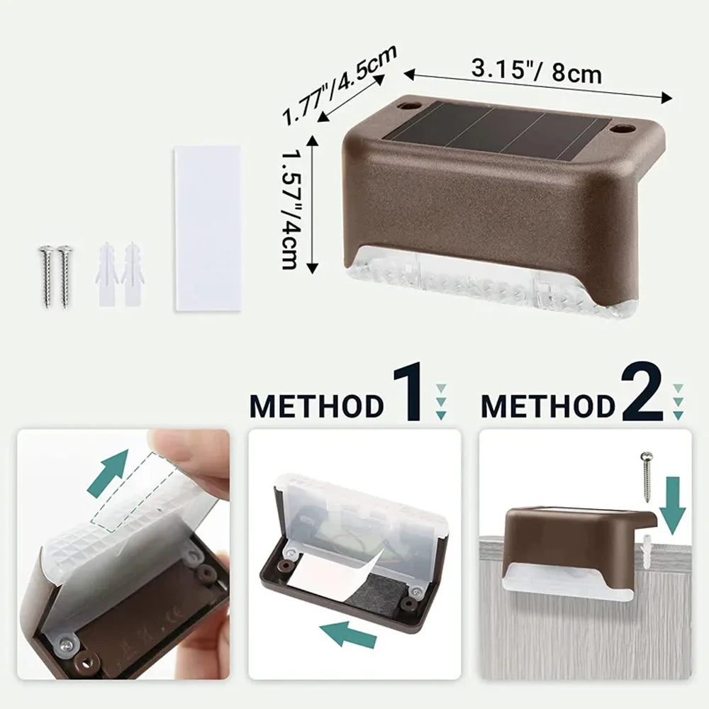 Auntie Glowria Solar Lighting Warm White LED Solar Step Lamp | Waterproof, Eco-Friendly | Outdoor Garden Lights for Path, Stair, Balcony, Patio, Fence Decoration