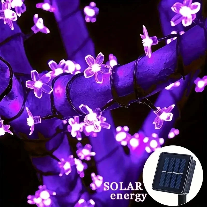 Auntie Glowria Solar Lighting Pink Cherry Blossom Flower Lights Garlands | Eco-friendly, Waterproof | Solar Outdoor String Plant Lighting for Holiday Decorations    ```