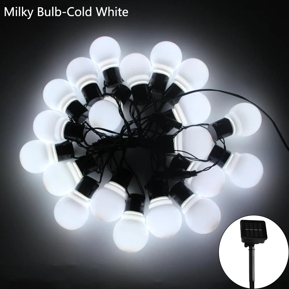 Auntie Glowria Solar Lighting 5/7/12M LED Globe Solar Fairy String Patio Lights | Eco-Friendly | Christmas, Holiday, Backyard BBQ, Garland, Wedding, Outdoor Party Garden Lighting