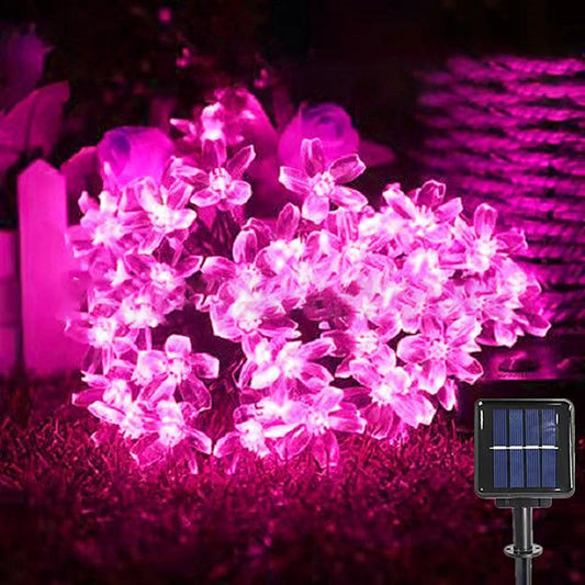 Auntie Glowria Solar Lighting Pink Cherry Blossom Flower Lights Garlands | Eco-friendly, Waterproof | Solar Outdoor String Plant Lighting for Holiday Decorations    ```