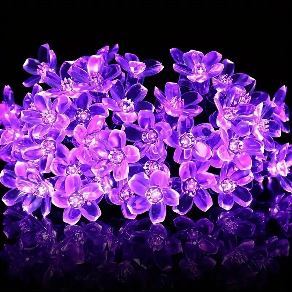 Auntie Glowria Solar Lighting 5/6.5/7/12M Purple Solar Flower String Lights | Eco-friendly Fairy LED Lights for Home Garden, Holiday Ambient Plant Lighting    ```