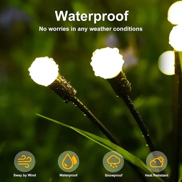 Auntie Glowria Solar Lighting LED Solar Powered Garden Lights | Eco-Friendly, Waterproof | Vibrant Swaying Firefly Lights for Patio, Pathway Decoration, Outdoor, Plant Lighting