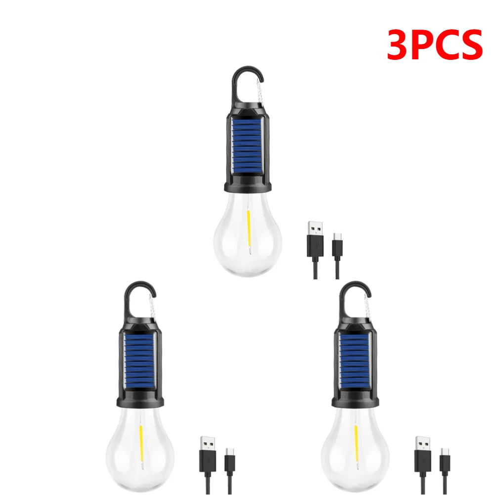 Auntie Glowria Solar Lighting Powered LED Lightbulb Lamp | USB Charging, Waterproof, Eco-Friendly | Portable Handheld 100LM for Outdoor BBQ, Camping