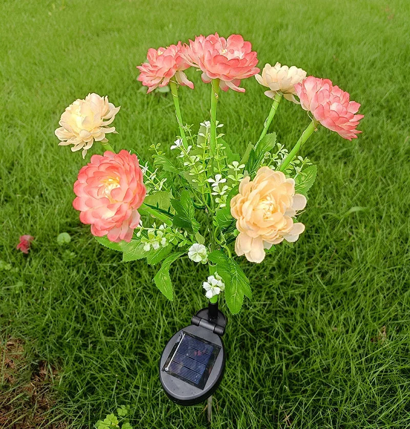 Auntie Glowria Solar Lighting LED Lights Snow Lotus Flower Lawn Lamp | Waterproof, Eco-Friendly | Outdoor Yard, Patio, Garden, Wedding Decoration, Flower Holiday Party Lamp, Plant Lighting