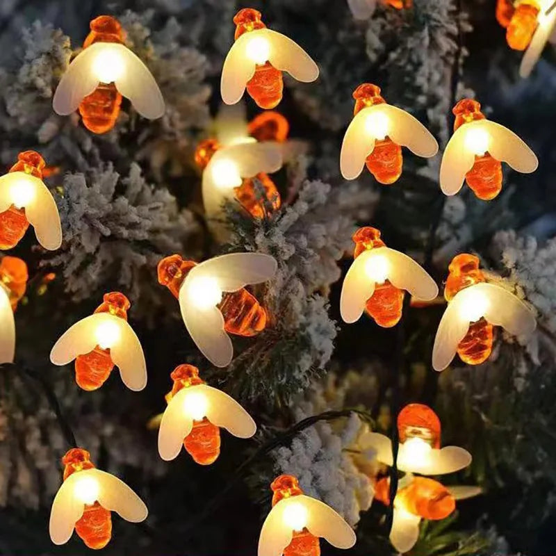 Auntie Glowria Solar Lighting 1pc 50 LED Solar Garden Lights, Honey Bee Fairy String Lights 7M | 8 Mode, Waterproof, Eco-Friendly | Outdoor Garden Lighting for Flower, Plant, Fence