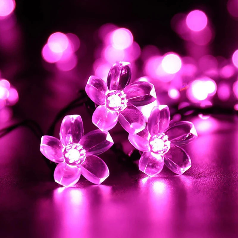 Auntie Glowria Solar Lighting Pink Cherry Blossom Flower Lights Garlands | Eco-friendly, Waterproof | Solar Outdoor String Plant Lighting for Holiday Decorations    ```