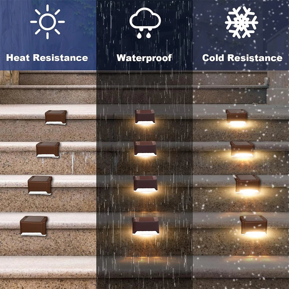 Auntie Glowria Solar Lighting Warm White LED Solar Step Lamp | Waterproof, Eco-Friendly | Outdoor Garden Lights for Path, Stair, Balcony, Patio, Fence Decoration
