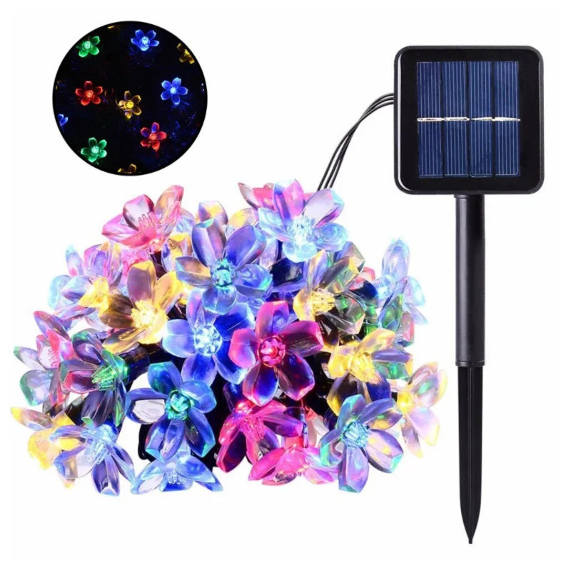 Auntie Glowria Solar Lighting 5/6.5/7/12M Purple Solar Flower String Lights | Eco-friendly Fairy LED Lights for Home Garden, Holiday Ambient Plant Lighting    ```