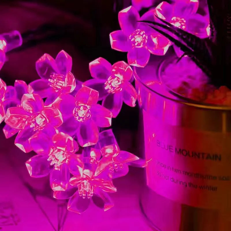 Auntie Glowria Solar Lighting Pink Cherry Blossom Flower Lights Garlands | Eco-friendly, Waterproof | Solar Outdoor String Plant Lighting for Holiday Decorations    ```