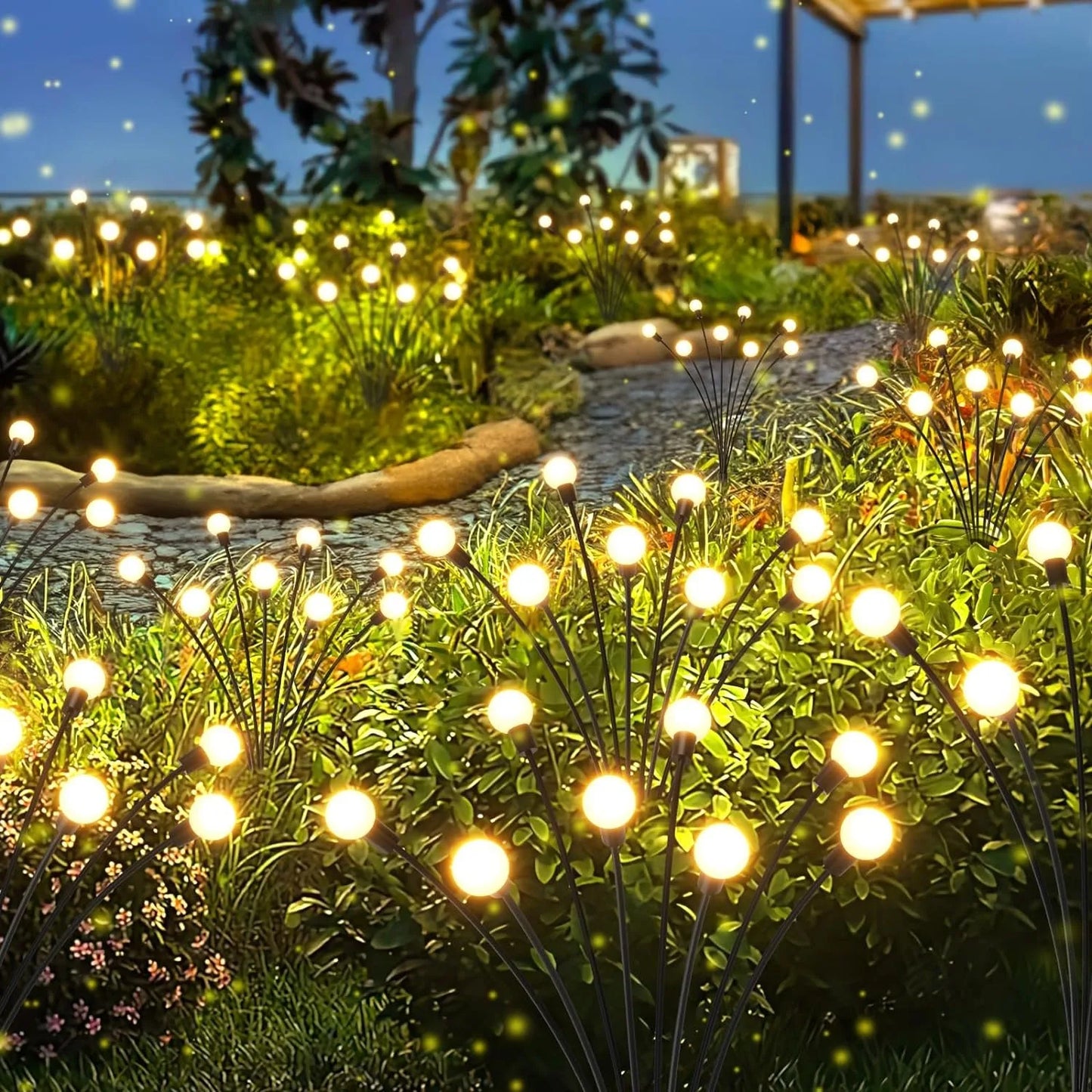 Auntie Glowria Solar Lighting Multi Pack LED Solar Powered Garden Lights | Eco-friendly, Waterproof | Vibrant Swaying Firefly Lights for Patio & Pathway Ambient Decoration