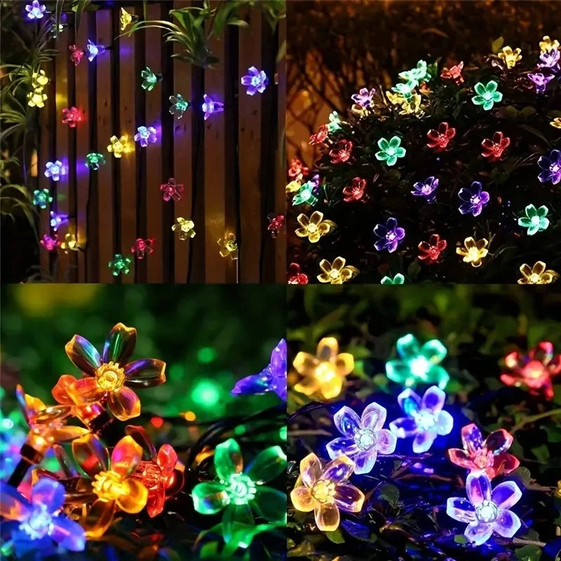 Auntie Glowria Solar Lighting Pink Cherry Blossom Flower Lights Garlands | Eco-friendly, Waterproof | Solar Outdoor String Plant Lighting for Holiday Decorations    ```