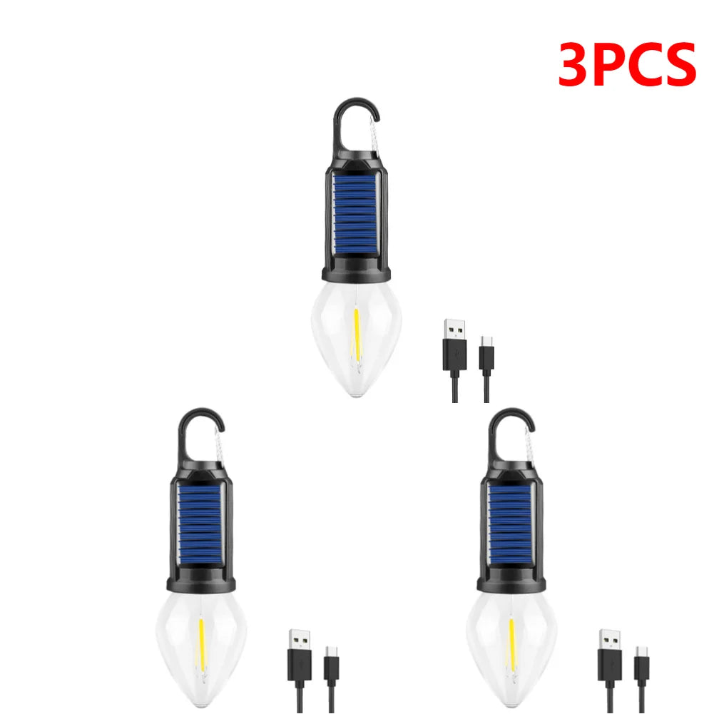 Auntie Glowria Solar Lighting Powered LED Lightbulb Lamp | USB Charging, Waterproof, Eco-Friendly | Portable Handheld 100LM for Outdoor BBQ, Camping