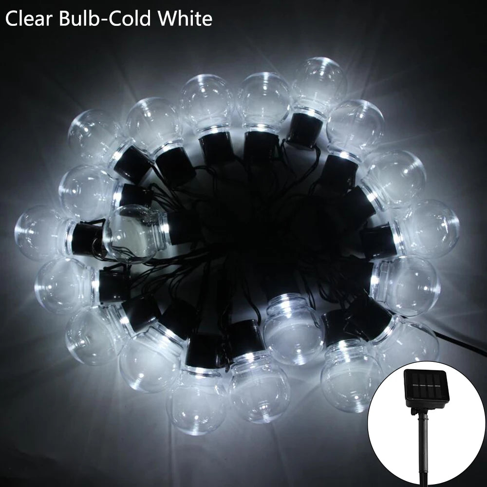 Auntie Glowria Solar Lighting 5/7/12M LED Globe Solar Fairy String Patio Lights | Eco-Friendly | Christmas, Holiday, Backyard BBQ, Garland, Wedding, Outdoor Party Garden Lighting
