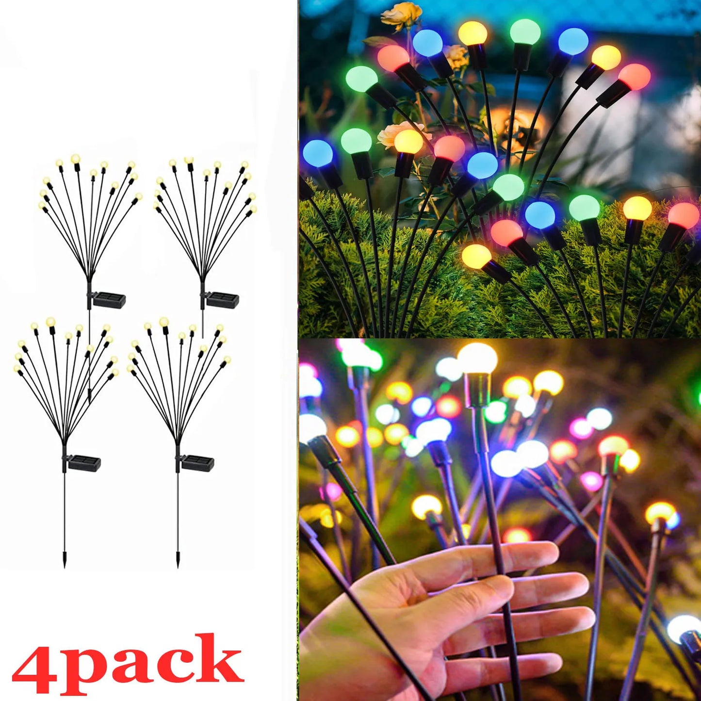 Auntie Glowria Solar Lighting LED Solar Powered Garden Lights | Eco-friendly, Waterproof | Vibrant Swaying Firefly Lights for Patio & Pathway