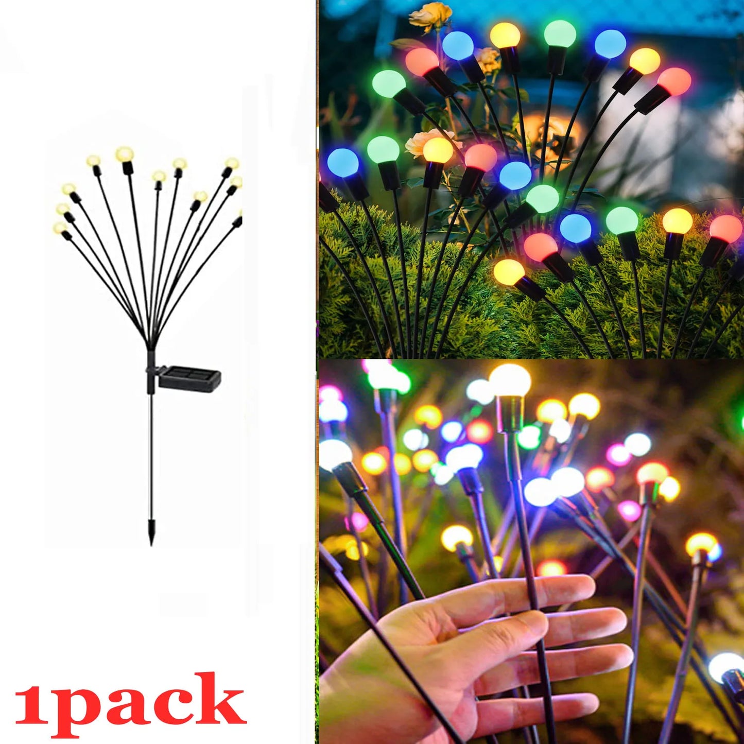 Auntie Glowria Solar Lighting LED Solar Powered Garden Lights | Eco-friendly, Waterproof | Vibrant Swaying Firefly Lights for Patio & Pathway