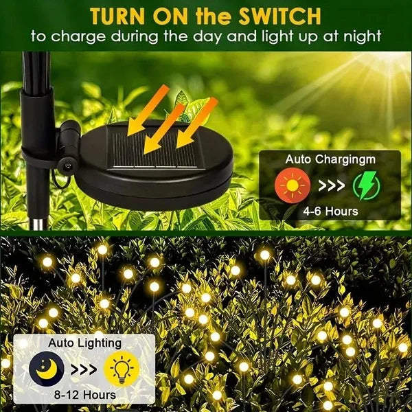 Auntie Glowria Solar Lighting LED Solar Powered Garden Lights | Eco-Friendly, Waterproof | Vibrant Swaying Firefly Lights for Patio, Pathway Decoration, Outdoor, Plant Lighting