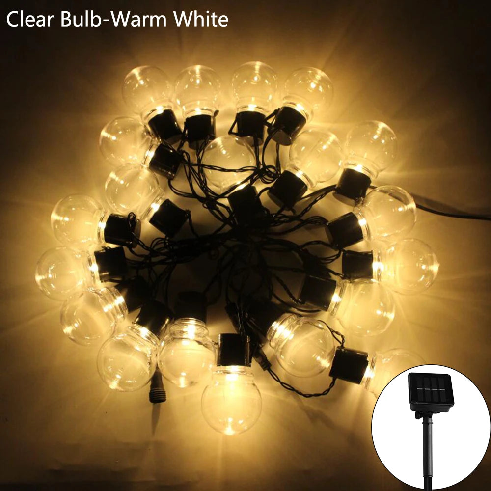 Auntie Glowria Solar Lighting 5/7/12M LED Globe Solar Fairy String Patio Lights | Eco-Friendly | Christmas, Holiday, Backyard BBQ, Garland, Wedding, Outdoor Party Garden Lighting