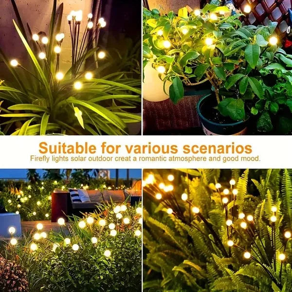 Auntie Glowria Solar Lighting LED Solar Powered Garden Lights | Eco-Friendly, Waterproof | Vibrant Swaying Firefly Lights for Patio, Pathway Decoration, Outdoor, Plant Lighting