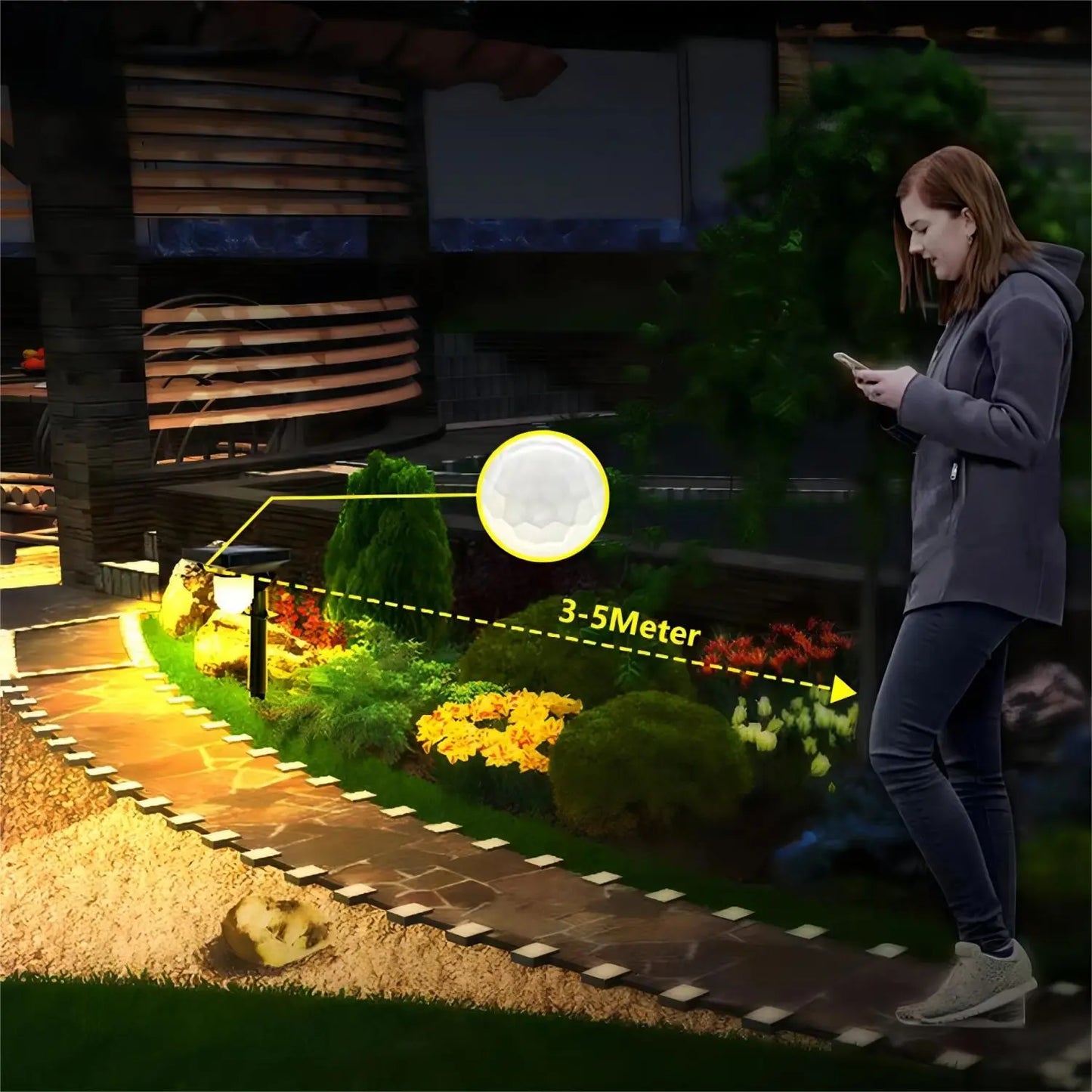Auntie Glowria Solar Lighting Outdoor Garden Solar Powered Wall Lamp | Waterproof, Motion Sensor | Eco-friendly Pathway Light for Landscape, Yard, Backyard, Lawn