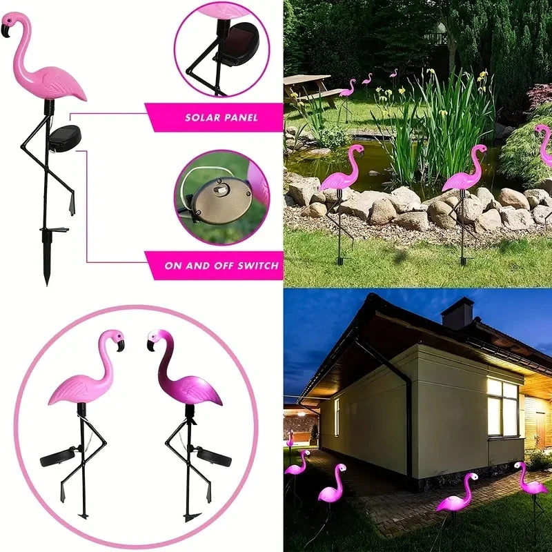 Auntie Glowria Solar Lighting LED Pink Flamingo Garden Decor | Eco-friendly, Waterproof | Outdoor Landscape Lights for Patio, Walkway, Pathway