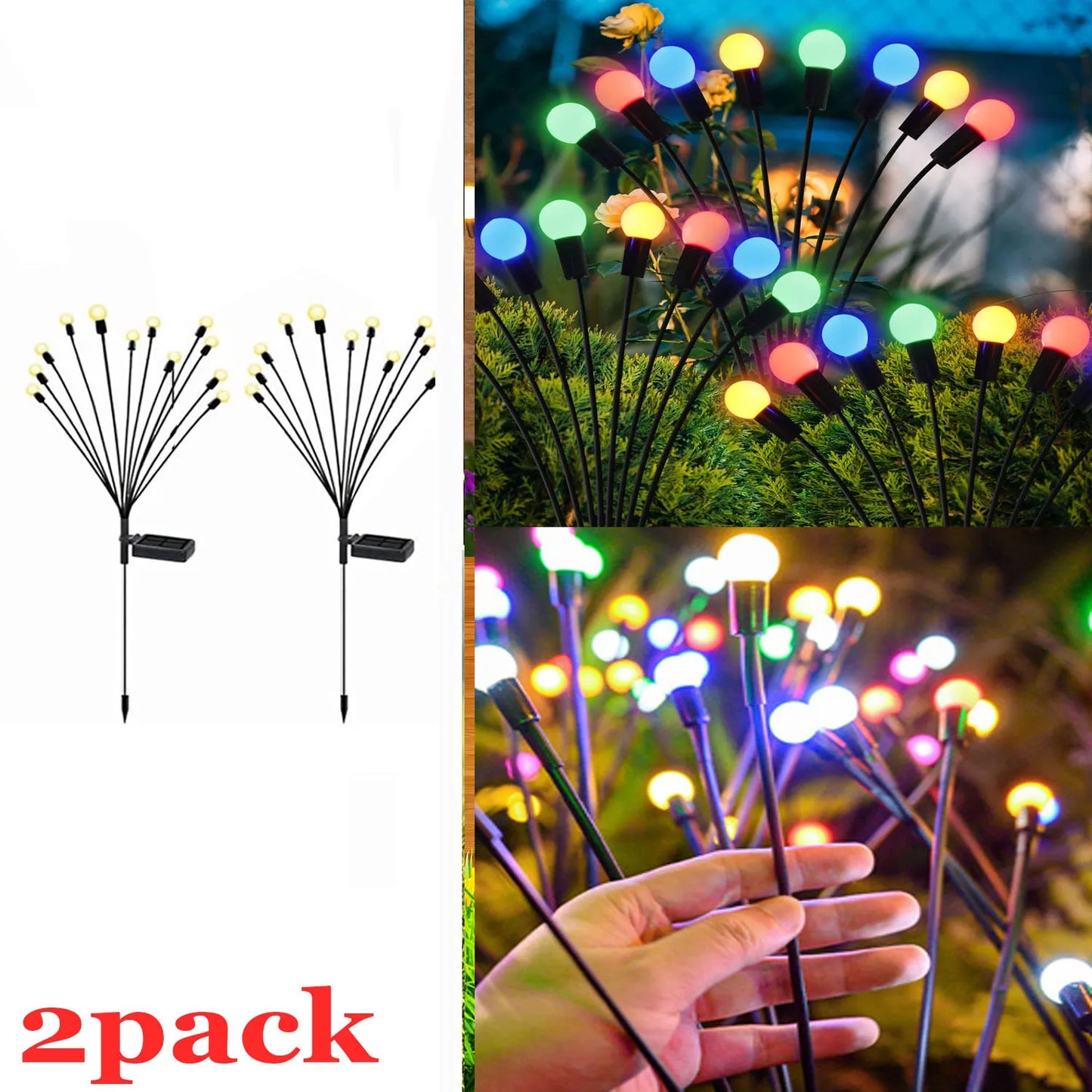 Auntie Glowria Solar Lighting LED Solar Powered Garden Lights | Eco-friendly, Waterproof | Vibrant Swaying Firefly Lights for Patio & Pathway