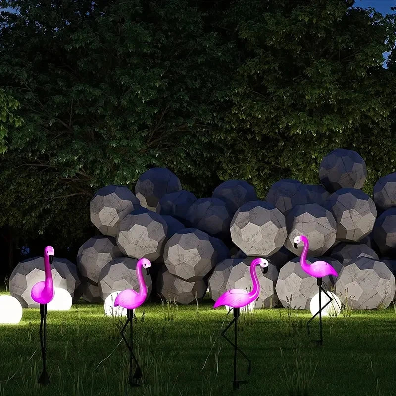 Auntie Glowria Solar Lighting LED Pink Flamingo Garden Decor | Eco-friendly, Waterproof | Outdoor Landscape Lights for Patio, Walkway, Pathway