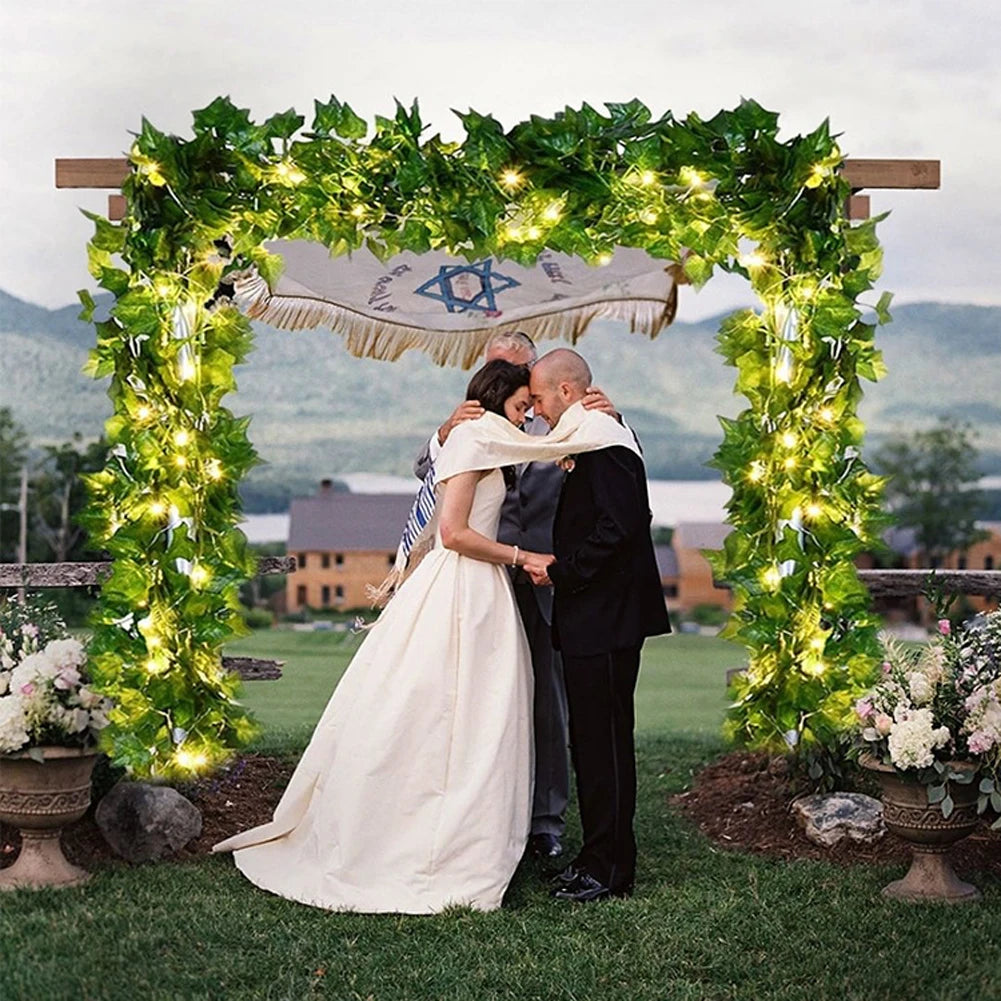 Auntie Glowria Solar Lighting 1pc Artificial Vine Solar String Lights, Ivy Garland Fairy String Lights | Green Leaf Vine Solar Fairy Lights for Wedding, Party, Patio, Garden, Plant | Eco-Friendly