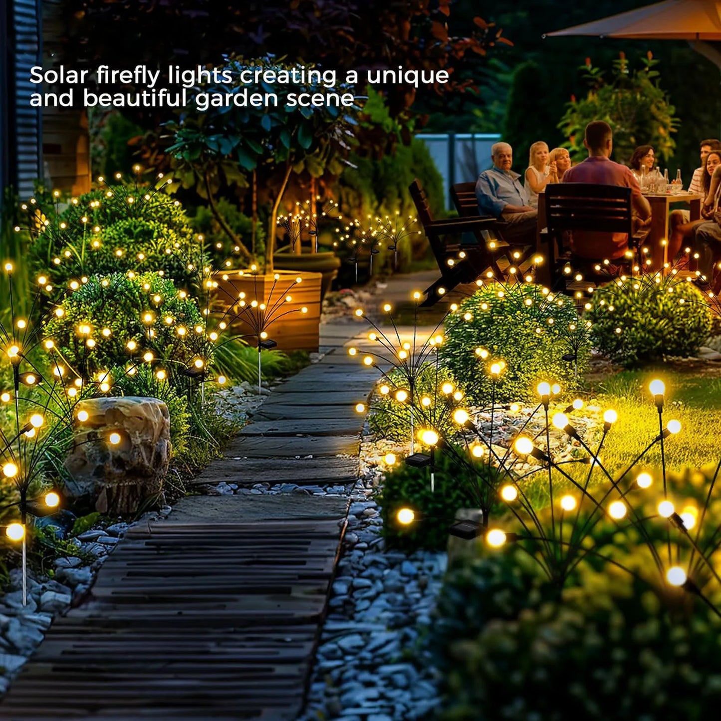 Auntie Glowria Solar Lighting LED Solar Powered Garden Lights | Eco-friendly, Waterproof | Vibrant Swaying Firefly Lights for Patio & Pathway