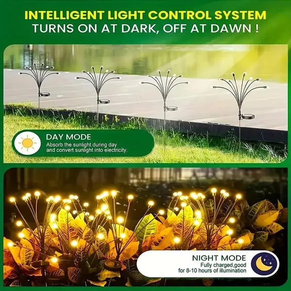 Auntie Glowria Solar Lighting LED Solar Powered Garden Lights | Eco-Friendly, Waterproof | Vibrant Swaying Firefly Lights for Patio, Pathway Decoration, Outdoor, Plant Lighting