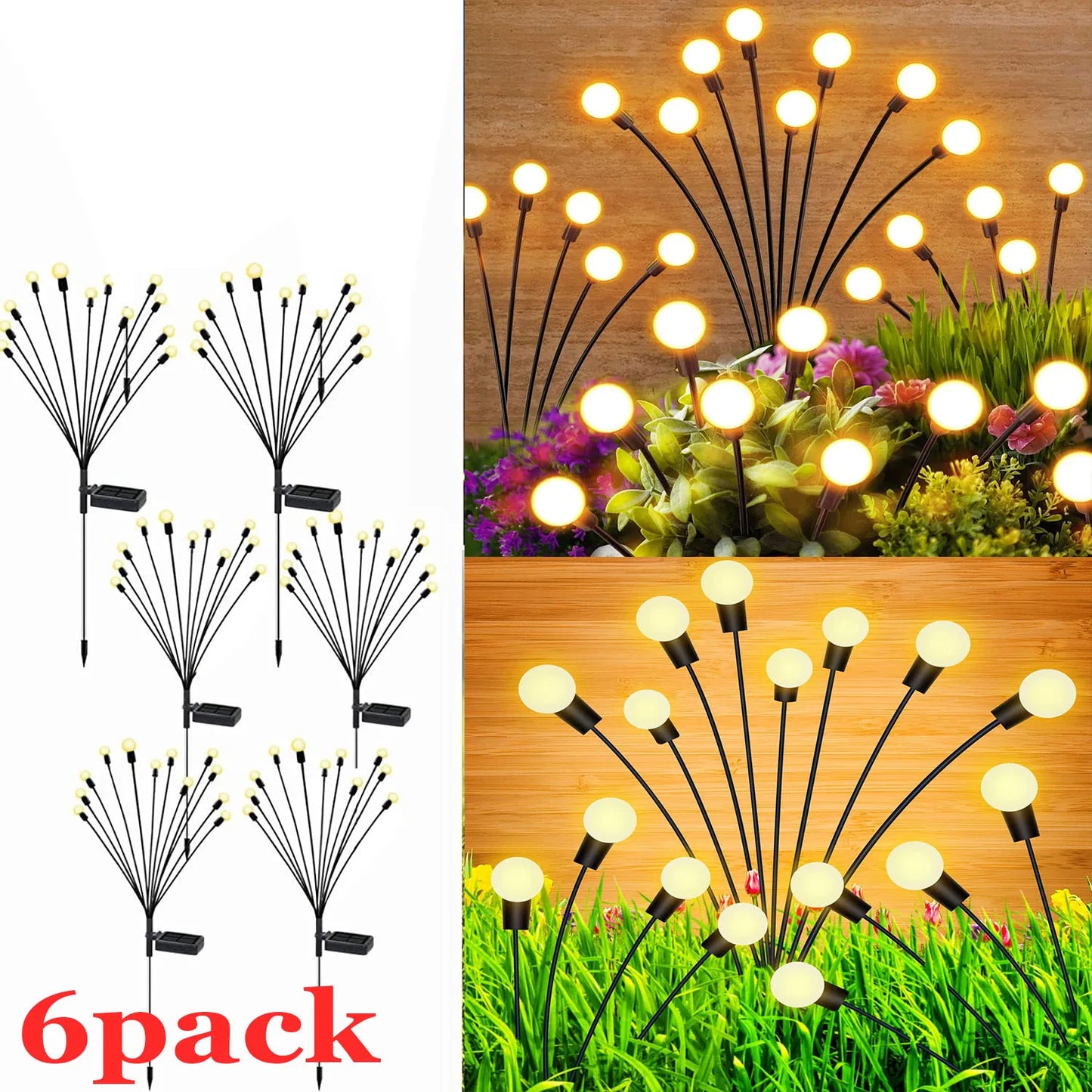 Auntie Glowria Solar Lighting LED Solar Powered Garden Lights | Eco-friendly, Waterproof | Vibrant Swaying Firefly Lights for Patio & Pathway