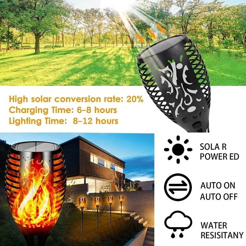 Auntie Glowria Solar Lighting LED Outdoor Solar Torch Lights | Waterproof, Eco-friendly | Flickering Flame for Garden, Patio & Pathway