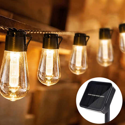 Auntie Glowria Solar Lighting String Lights Outdoor Garland Christmas | Eco-Friendly LED Globe Bulbs | Solar Fairy Lamps for Camping, Garden, Wedding, Party, Terrace Decoration