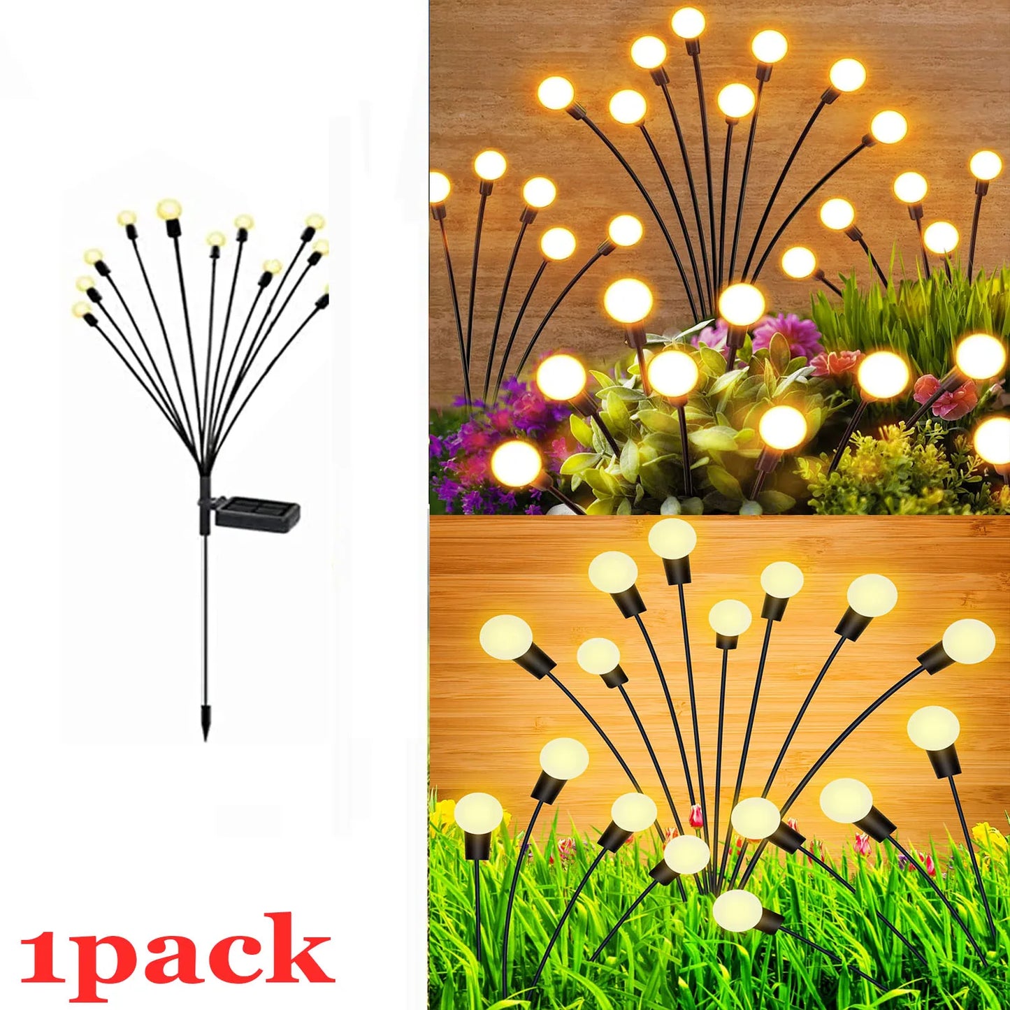 Auntie Glowria Solar Lighting LED Solar Powered Garden Lights | Eco-friendly, Waterproof | Vibrant Swaying Firefly Lights for Patio & Pathway