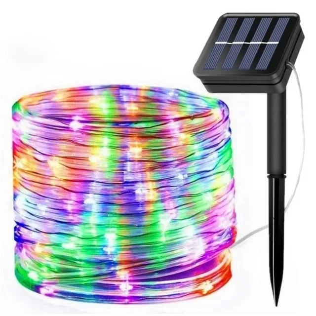 Auntie Glowria Solar Lighting 300 LED Solar Rope Strip Light | Waterproof, Eco-Friendly | Fairy Light Strings for Christmas Decor, Garden, Lawn, Tree, Yard, Fence, Pathway