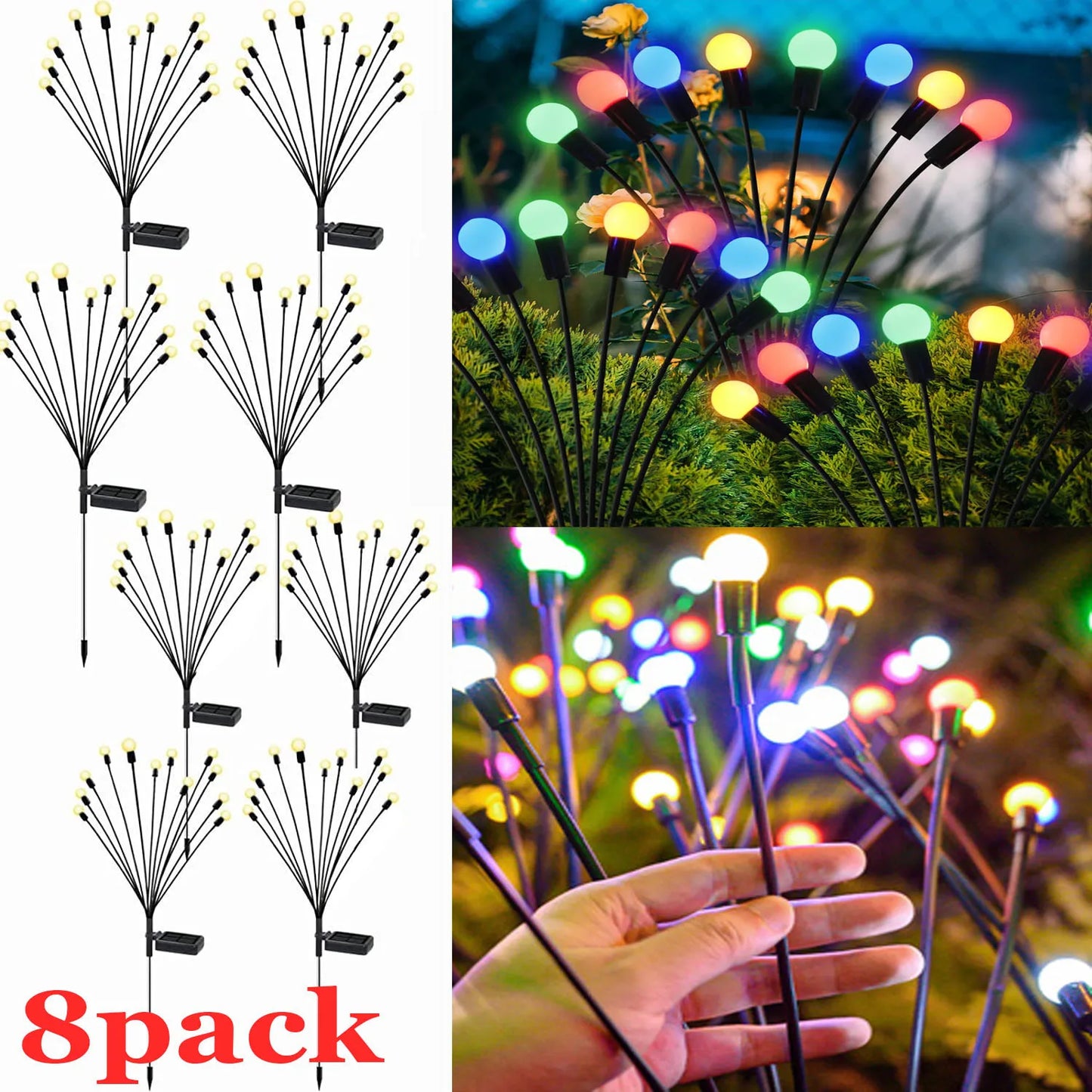Auntie Glowria Solar Lighting LED Solar Powered Garden Lights | Eco-friendly, Waterproof | Vibrant Swaying Firefly Lights for Patio & Pathway