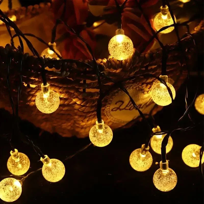 Auntie Glowria Solar Lighting String Lights 100 LED Crystal Globe Solar Lights | IP65 Waterproof, Eco-Friendly | 8 Modes for Garden, Tree, Plant, Wedding, Patio, Party Decor