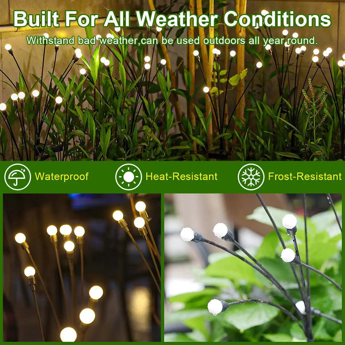 Auntie Glowria Solar Lighting LED Solar Powered Garden Lights | Eco-friendly, Waterproof | Vibrant Swaying Firefly Lights for Patio & Pathway