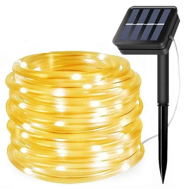 Auntie Glowria Solar Lighting 300 LED Solar Rope Strip Light | Waterproof, Eco-Friendly | Fairy Light Strings for Christmas Decor, Garden, Lawn, Tree, Yard, Fence, Pathway