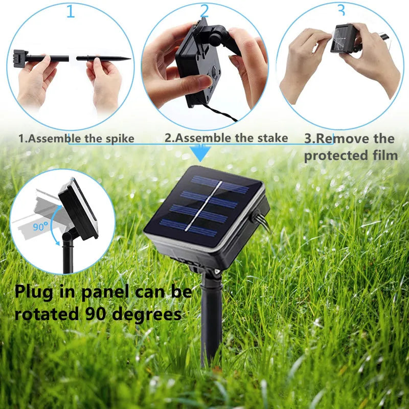 Auntie Glowria Solar Lighting 1pc 50 LED Solar Garden Lights, Honey Bee Fairy String Lights 7M | 8 Mode, Waterproof, Eco-Friendly | Outdoor Garden Lighting for Flower, Plant, Fence