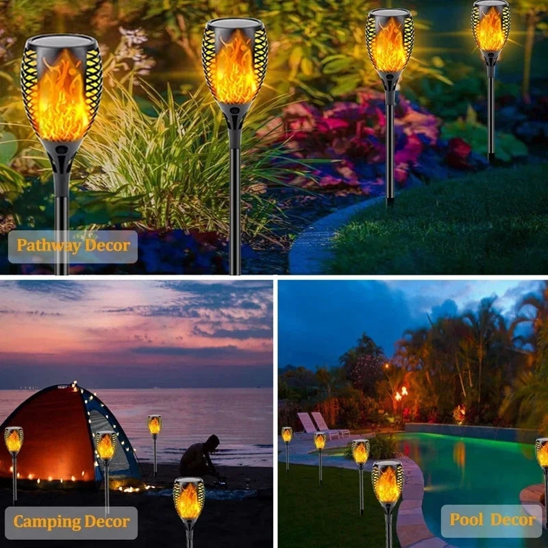 Auntie Glowria Solar Lighting LED Outdoor Solar Torch Lights | Waterproof, Eco-friendly | Flickering Flame for Garden, Patio & Pathway