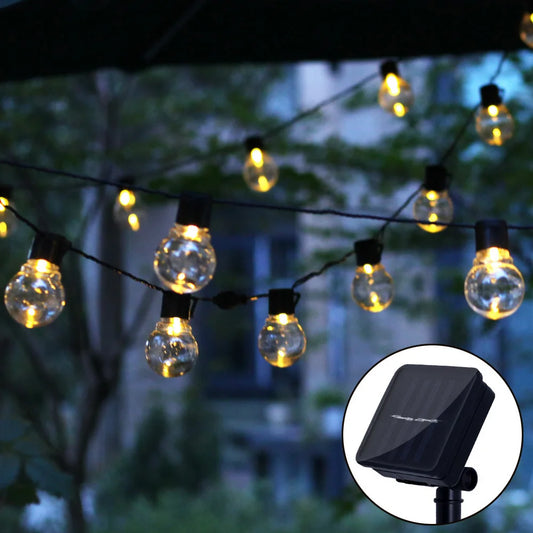 Auntie Glowria Solar Lighting 5/7/12M LED Globe Solar Fairy String Patio Lights | Eco-Friendly | Christmas, Holiday, Backyard BBQ, Garland, Wedding, Outdoor Party Garden Lighting
