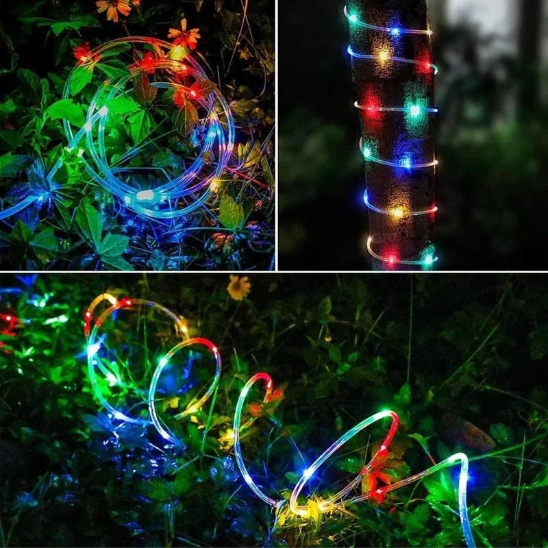 Auntie Glowria Solar Lighting 300 LED Solar Rope Strip Light | Waterproof, Eco-Friendly | Fairy Light Strings for Christmas Decor, Garden, Lawn, Tree, Yard, Fence, Pathway