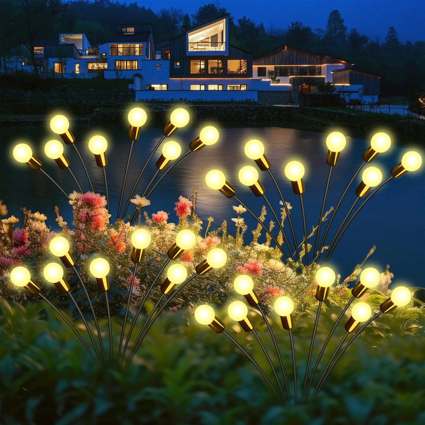 Auntie Glowria Solar Lighting LED Solar Powered Garden Lights | Eco-Friendly, Waterproof | Vibrant Swaying Firefly Lights for Patio, Pathway Decoration, Outdoor, Plant Lighting