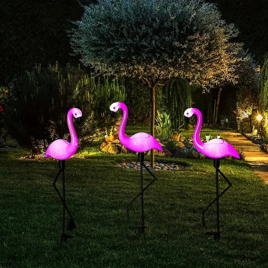 Auntie Glowria Solar Lighting LED Pink Flamingo Garden Decor | Eco-friendly, Waterproof | Outdoor Landscape Lights for Patio, Walkway, Pathway