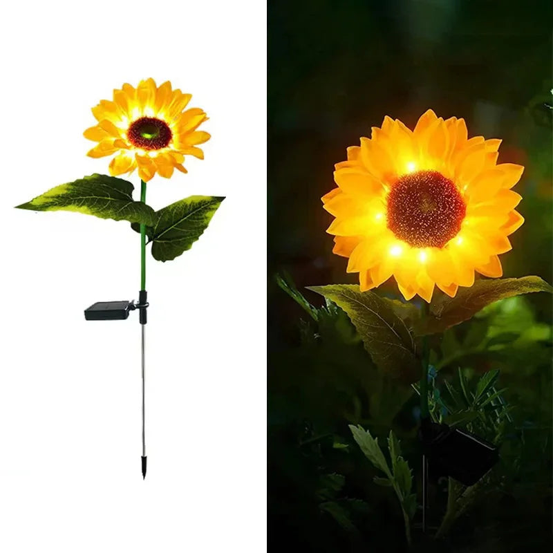 Auntie Glowria Outdoor Solar Lighting Solar Simulation Sunflower Light 1/3 Heads | Waterproof, Eco-Friendly | Lawn Lights, Landscape Lamp for Home, Party, Yard Decor, Flower Plant Lighting    ```