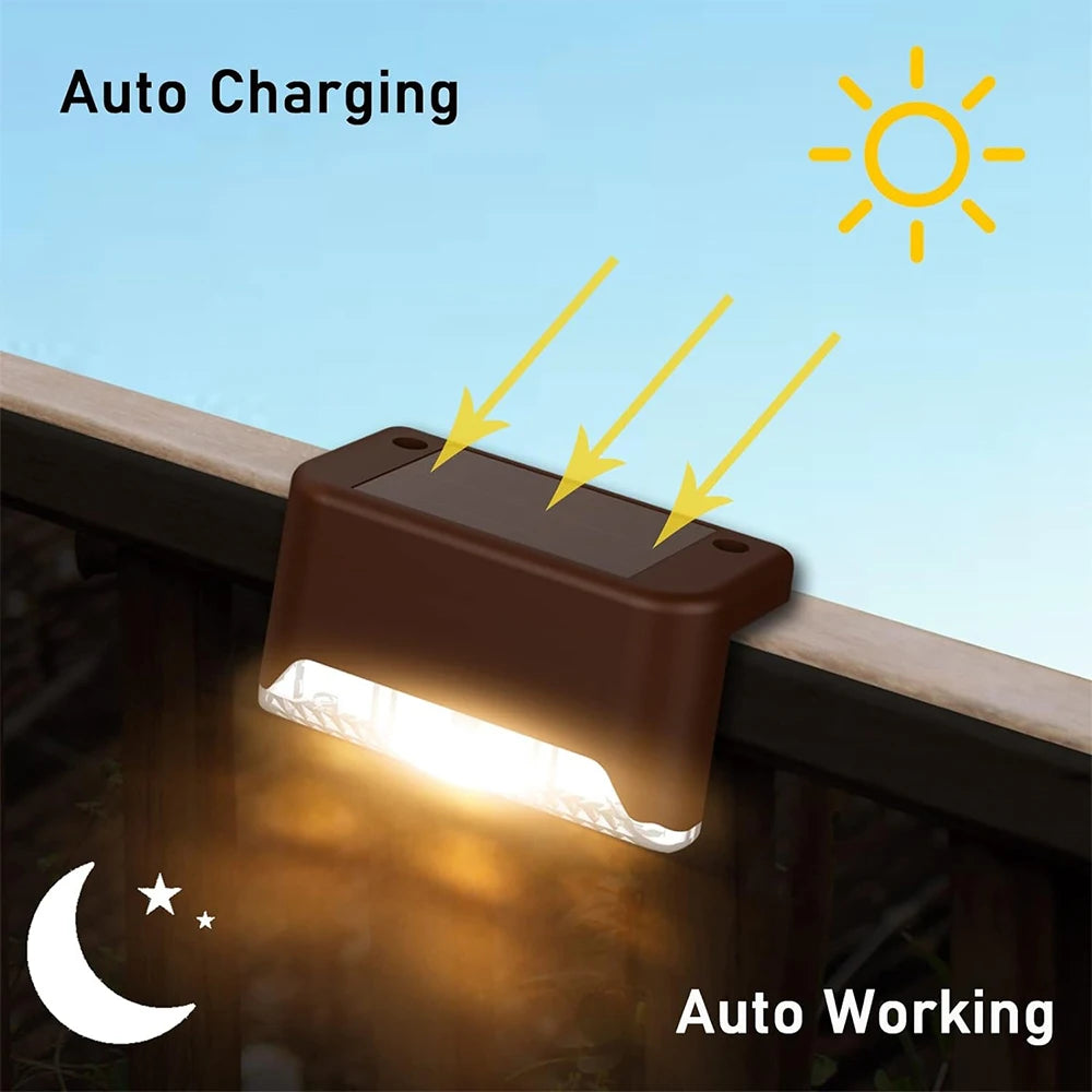 Auntie Glowria Solar Lighting Warm White LED Solar Step Lamp | Waterproof, Eco-Friendly | Outdoor Garden Lights for Path, Stair, Balcony, Patio, Fence Decoration