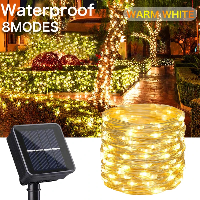 Auntie Glowria Solar Lighting Ultra Long 1000 LED Solar String Fairy Mini Light | Waterproof, Eco-Friendly | Outdoor Christmas Garland Decoration for Garden Party 100M/50M/10M/5M    ```