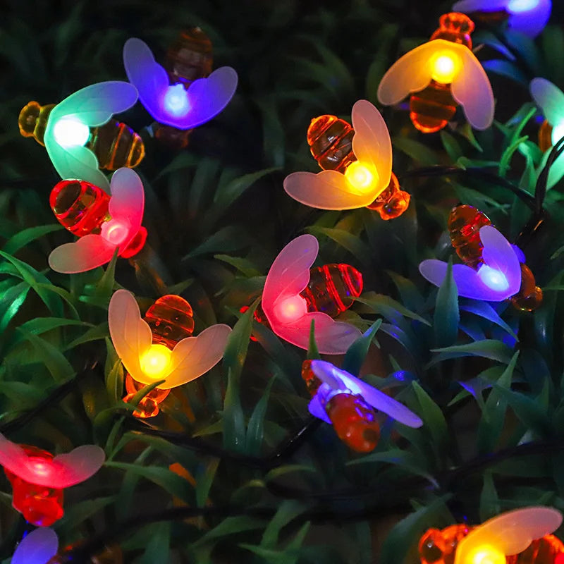 Auntie Glowria Solar Lighting 1pc 50 LED Solar Garden Lights, Honey Bee Fairy String Lights 7M | 8 Mode, Waterproof, Eco-Friendly | Outdoor Garden Lighting for Flower, Plant, Fence